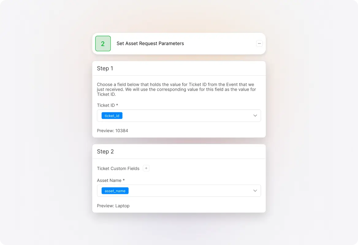 Set IT Asset Request Parameters workflow illustration