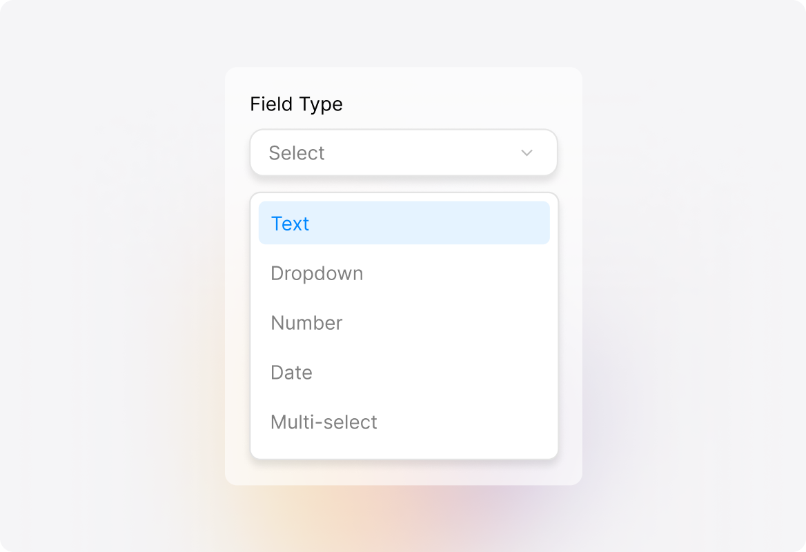 Conceptual illustration: Wide Range of Custom Field Types