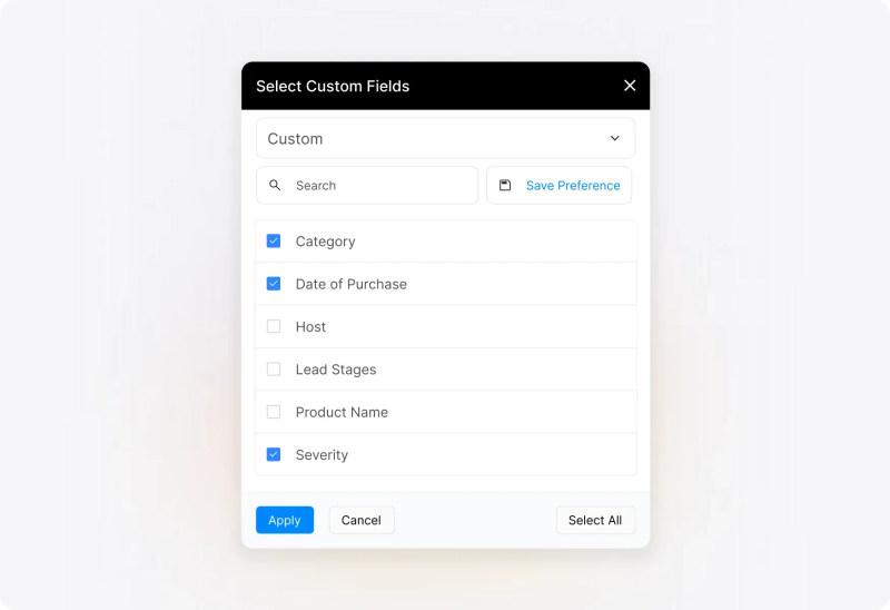Conceptual illustration: Select and Visualize Up to 20 Custom Fields