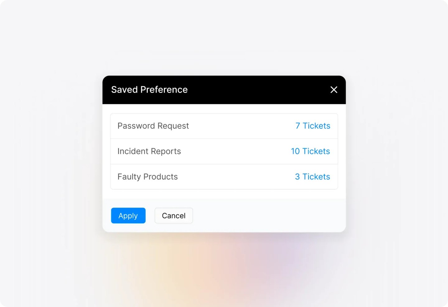 Conceptual illustration: Save Preferences for Frequently Monitored Fields