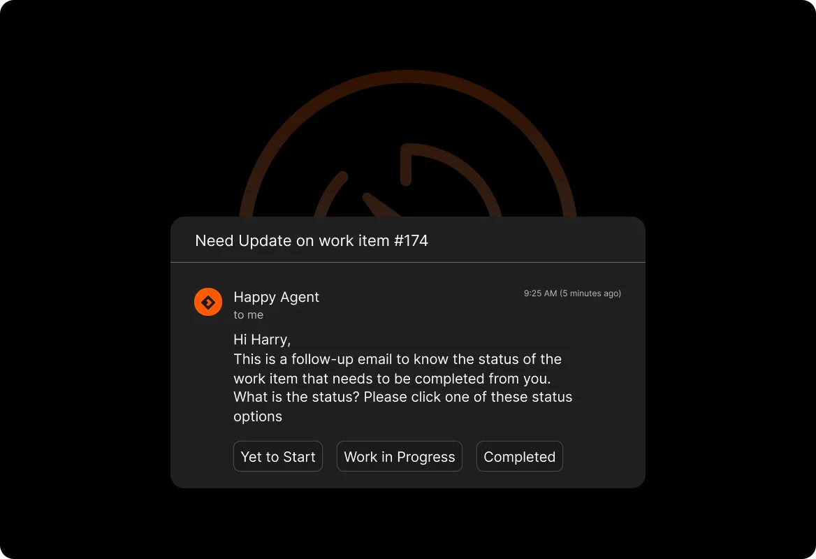 HappyFox Customer support follow-up email over a workflow timer