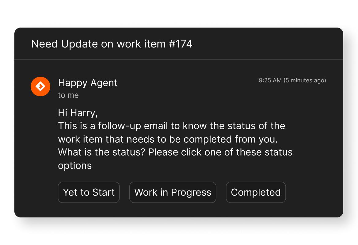HappyFox Automated follow-up email with status response options
