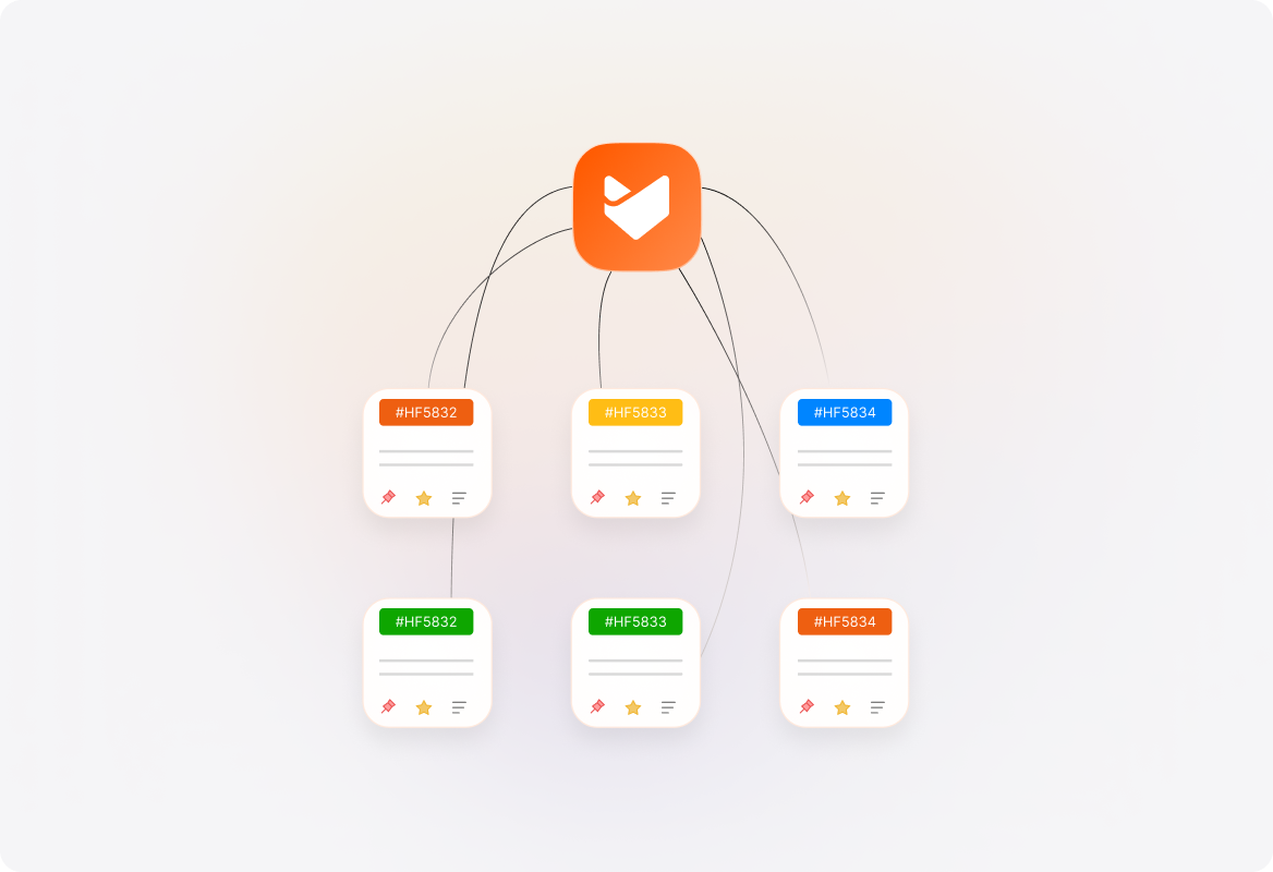 Conceptual illustration of tickets grouped across support channels.