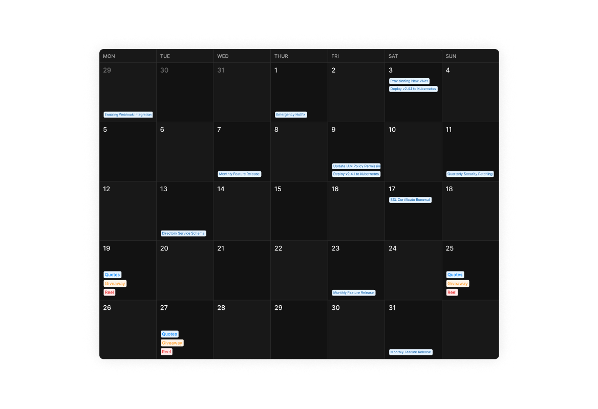 Conceptual illustration: HappyFox IT change calendar