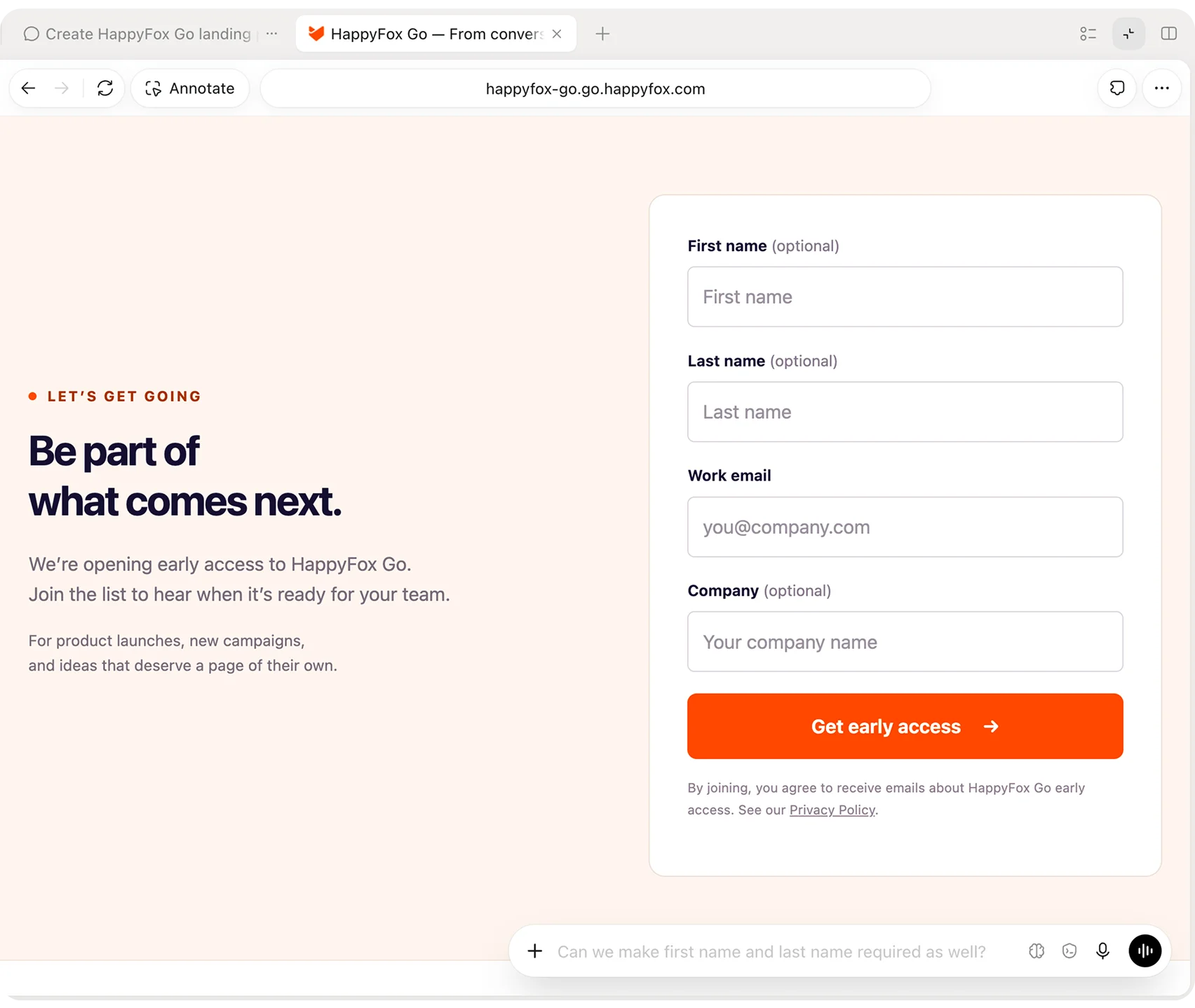 HappyFox Go early-access form open for review