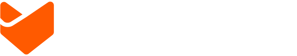 HappyFox white wordmark with orange symbol