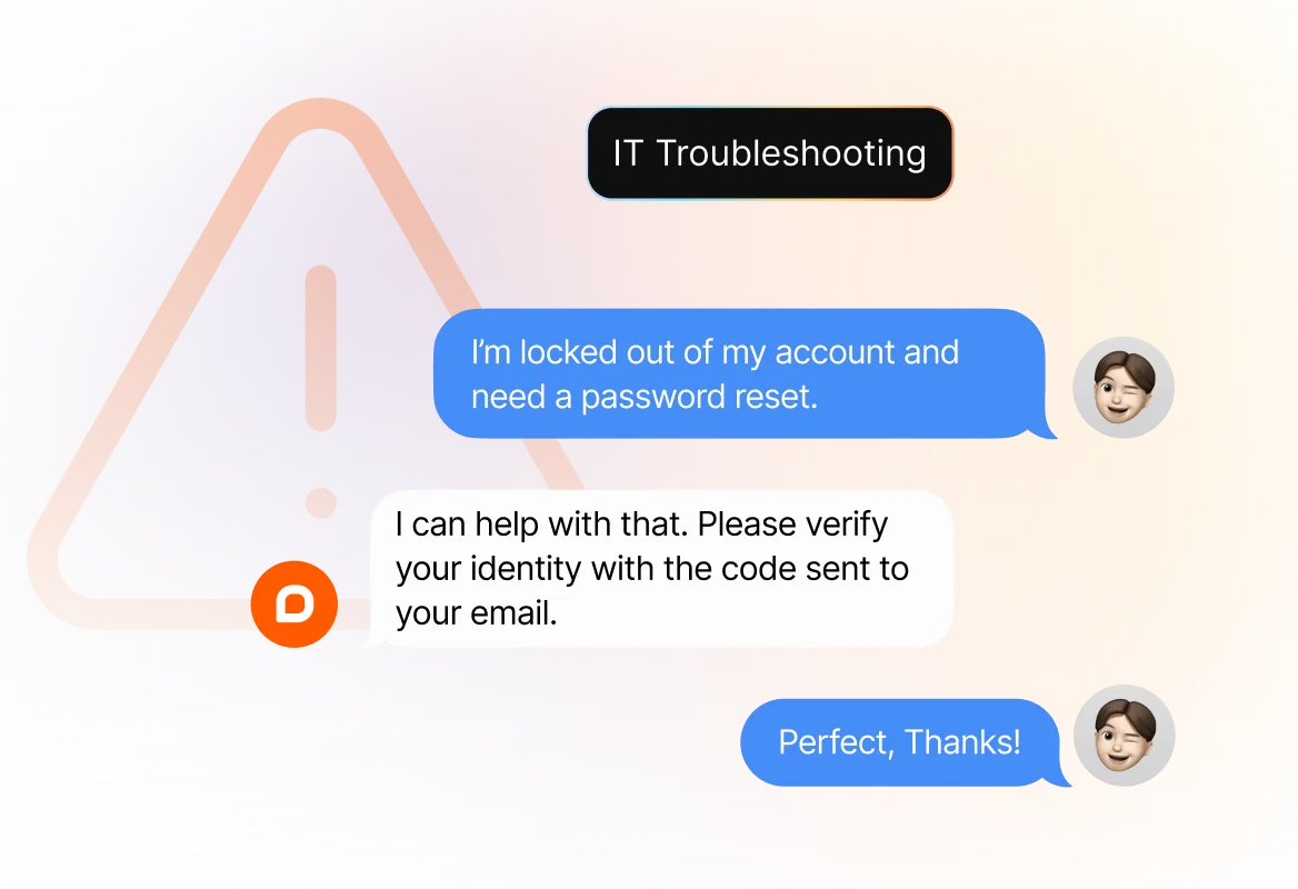 HappyFox Chatbot guiding an employee through common IT troubleshooting