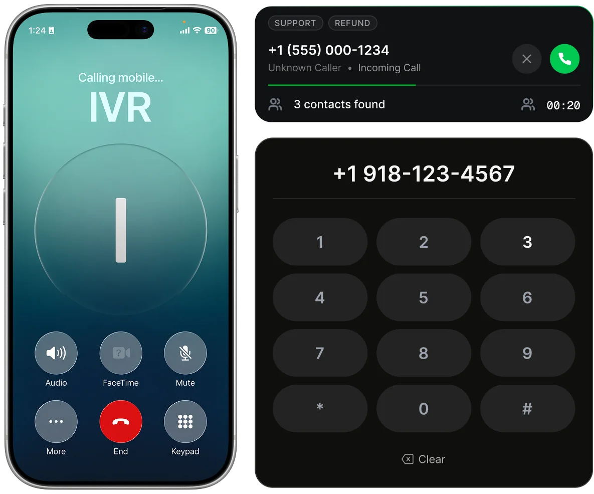 HappyFox caller keypad and incoming call controls for an IVR interaction