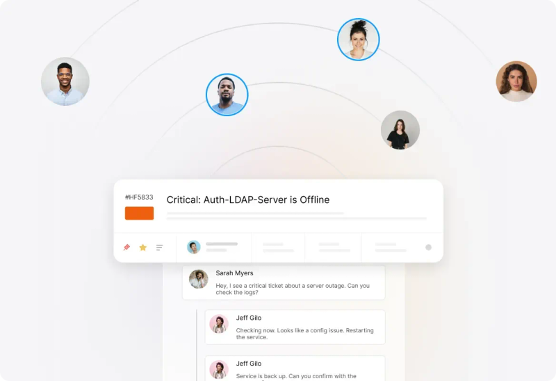 Conceptual illustration: Collaborate Seamlessly Within the Ticket
