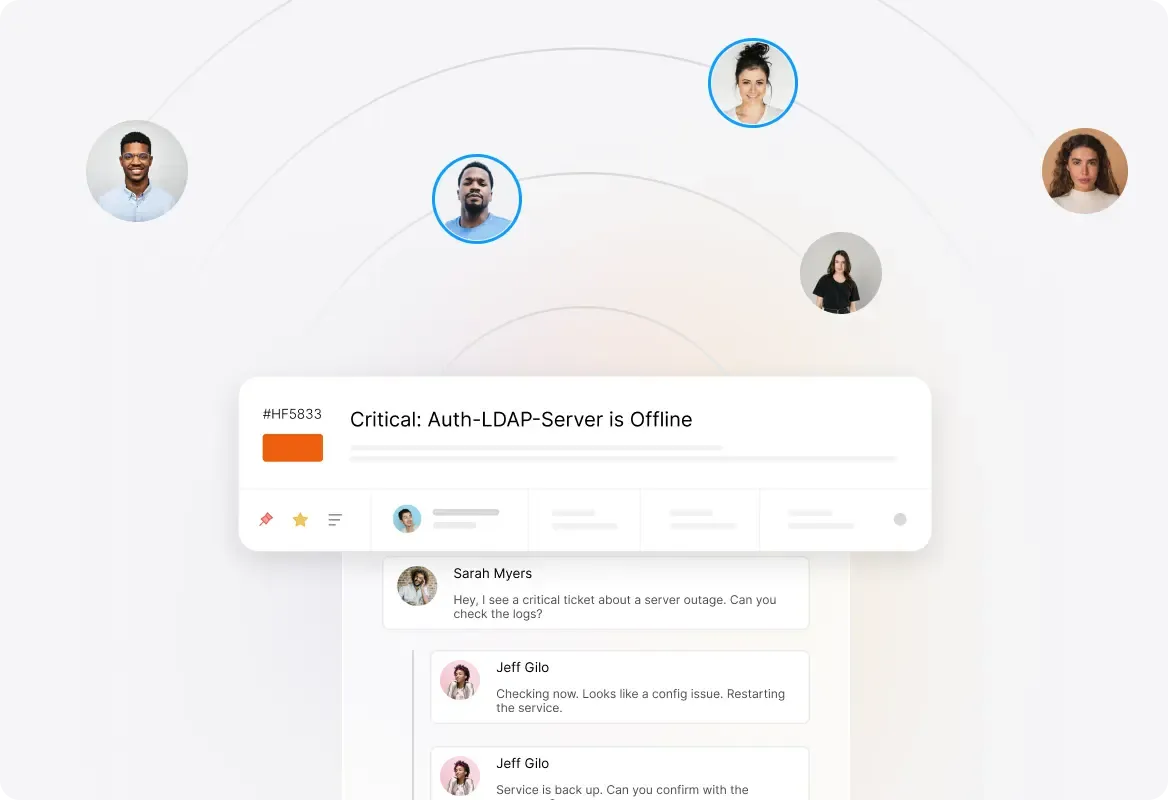 Conceptual illustration: Collaborate Seamlessly Within the Ticket