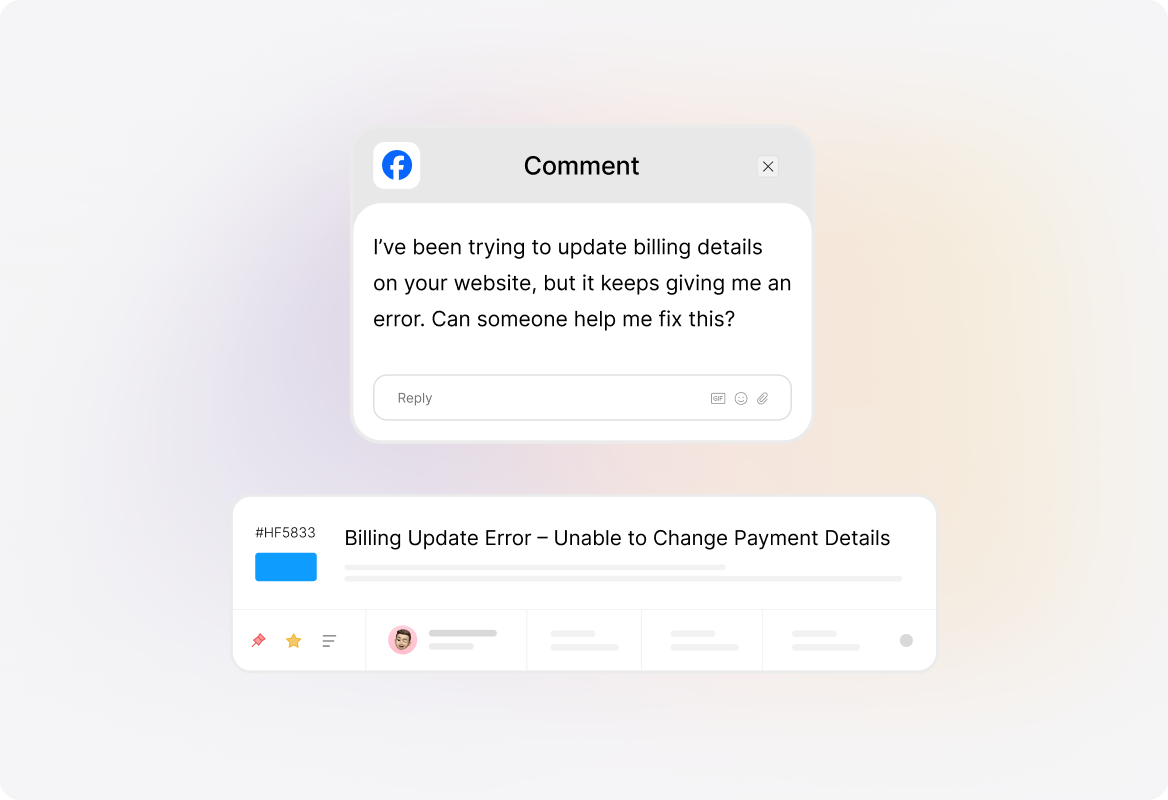 Conceptual illustration: Convert Facebook Messages & Wall Posts Into Tickets