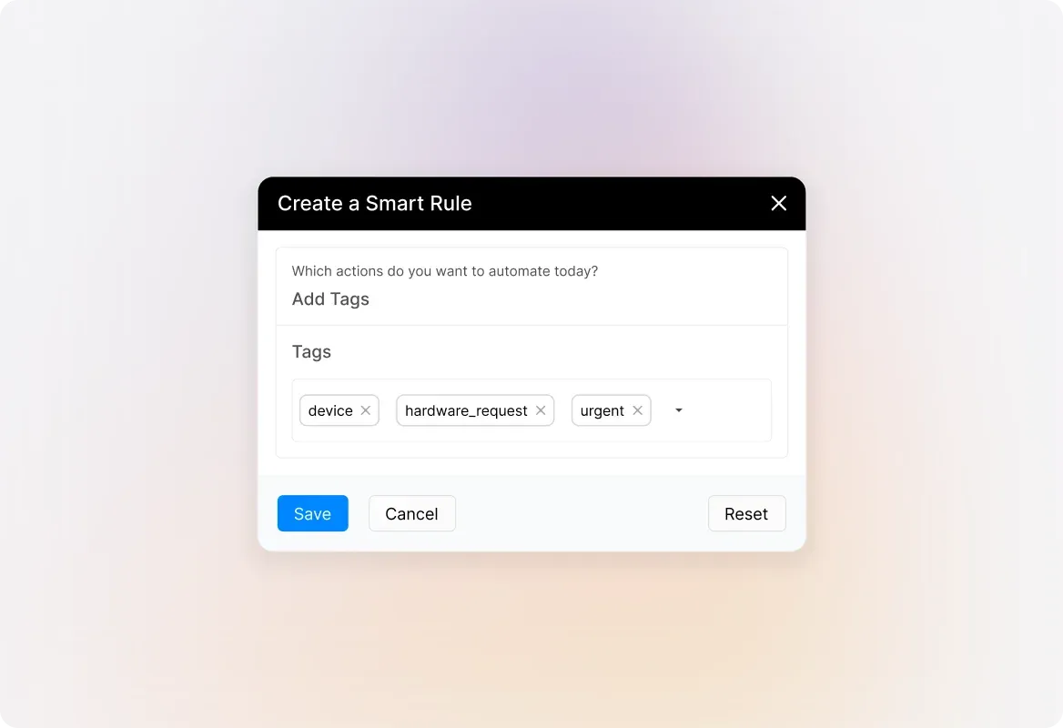 Conceptual illustration: Tag Tickets with Smart Rules