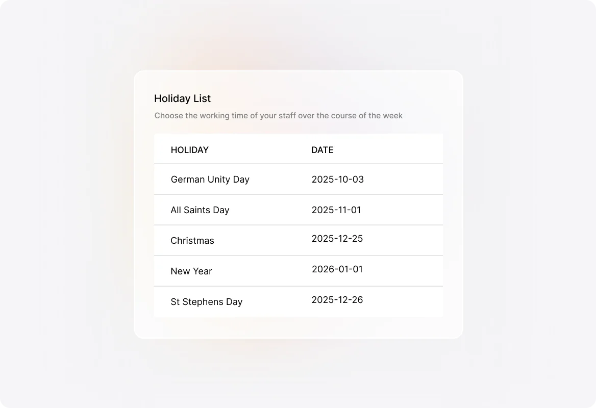 Conceptual illustration: Manage Holidays and Time Off