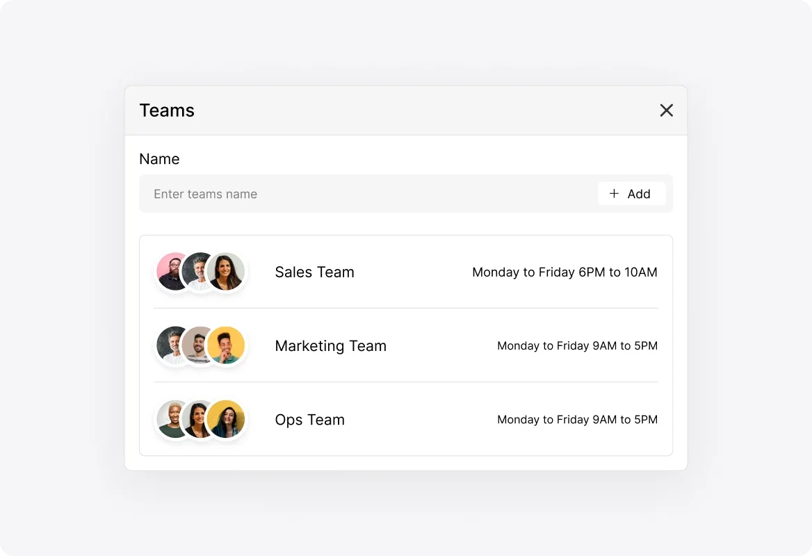 Conceptual illustration: Multiple Schedules for Different Teams