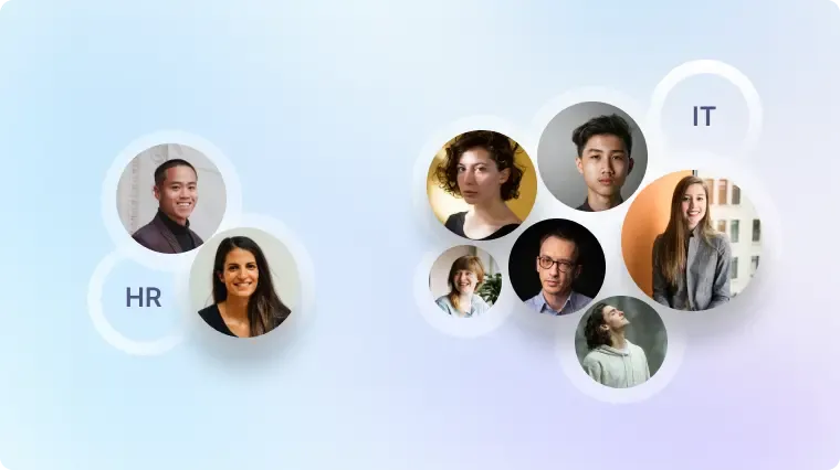 People grouped into HR and IT service teams.