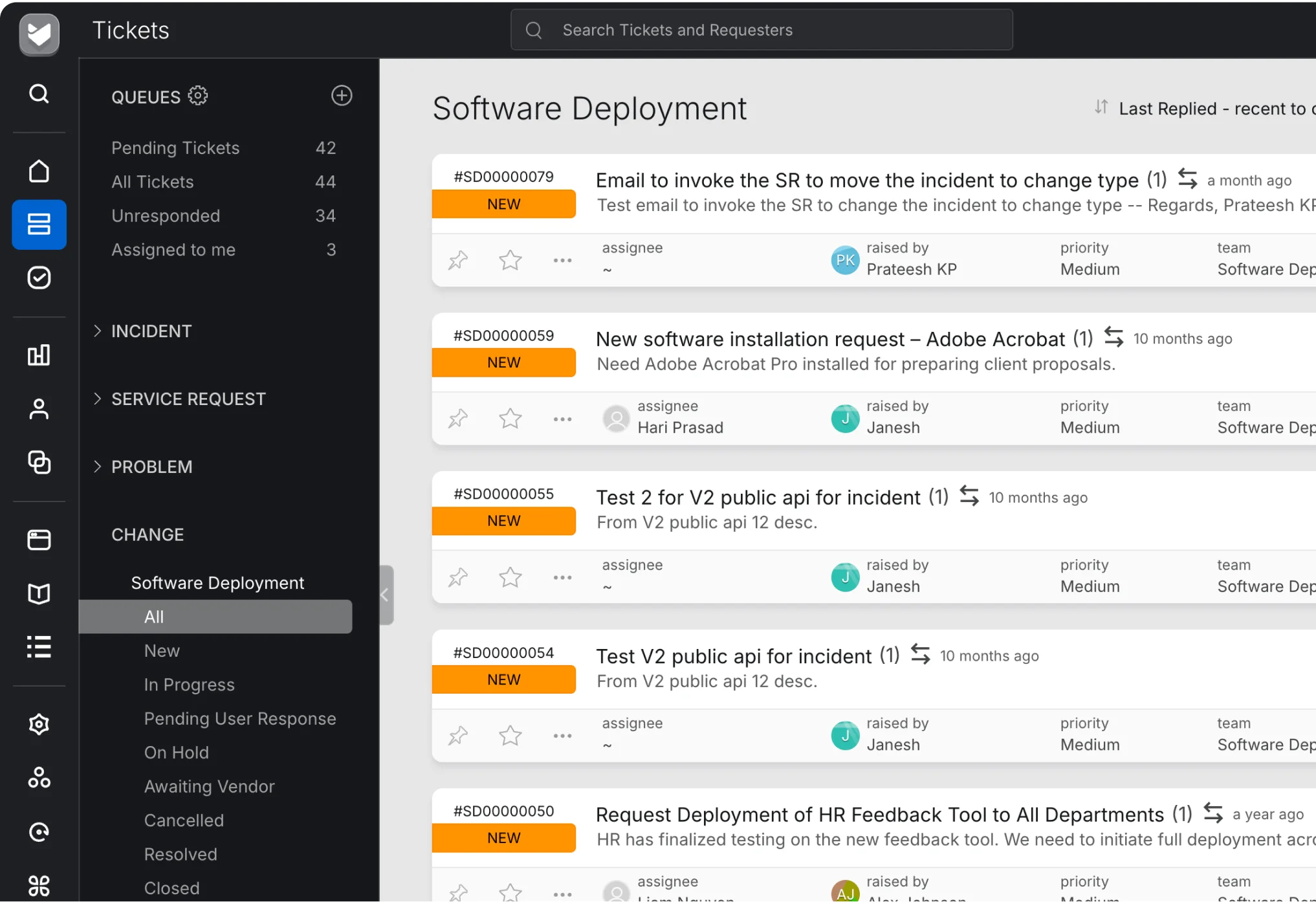 HappyFox Service Desk change management queue