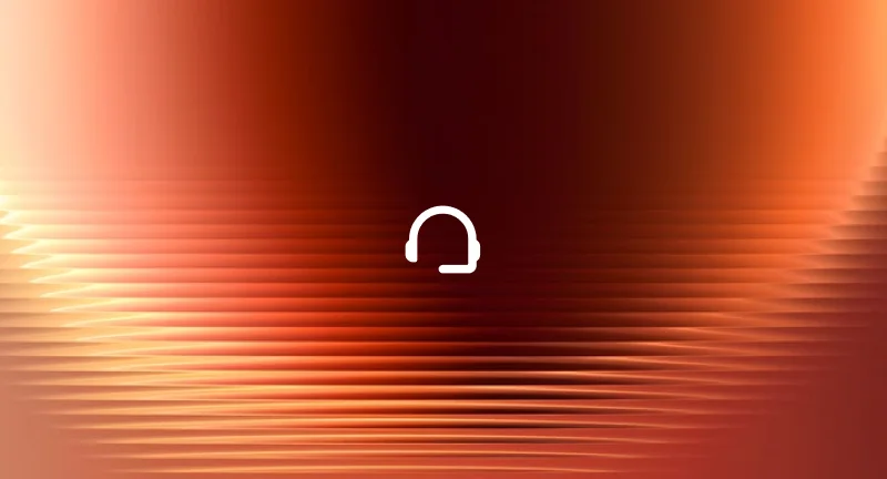 Headset icon on an orange abstract background