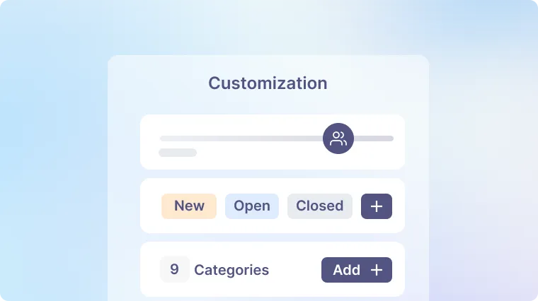 Conceptual illustration of customizable ticket statuses and categories.