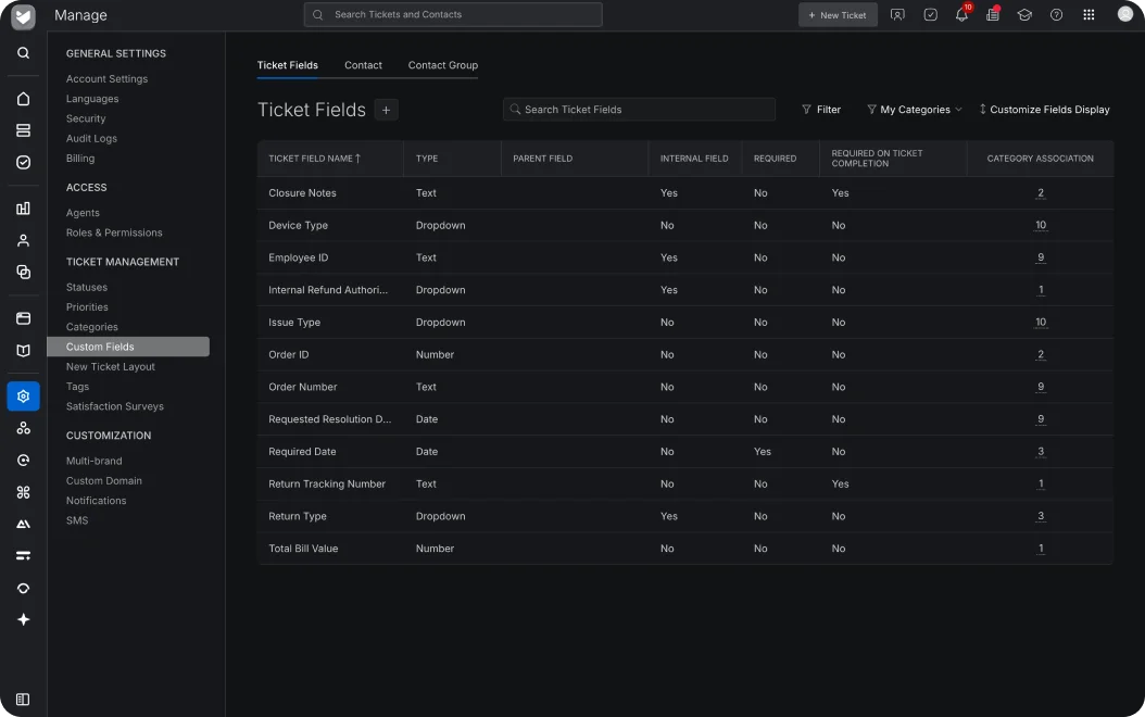 HappyFox custom ticket fields and their configuration