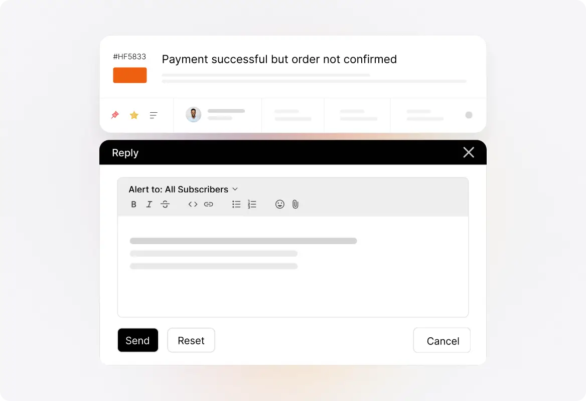 HappyFox Help Desk ticket and reply workspace