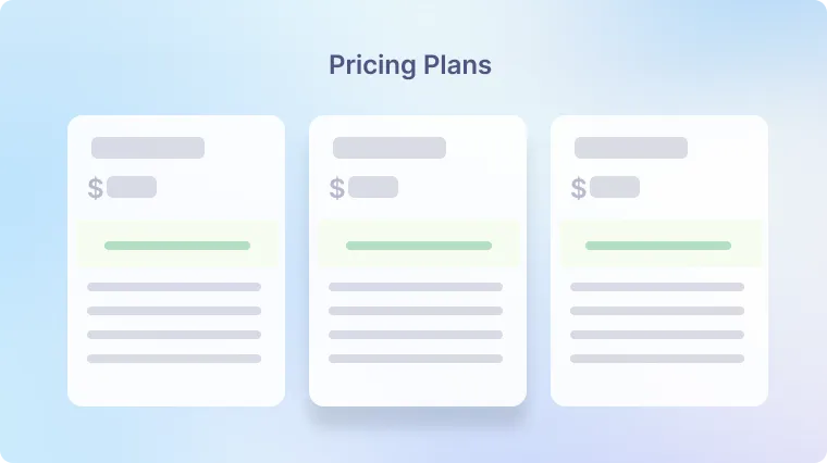 Conceptual pricing cards representing a choice of plans.