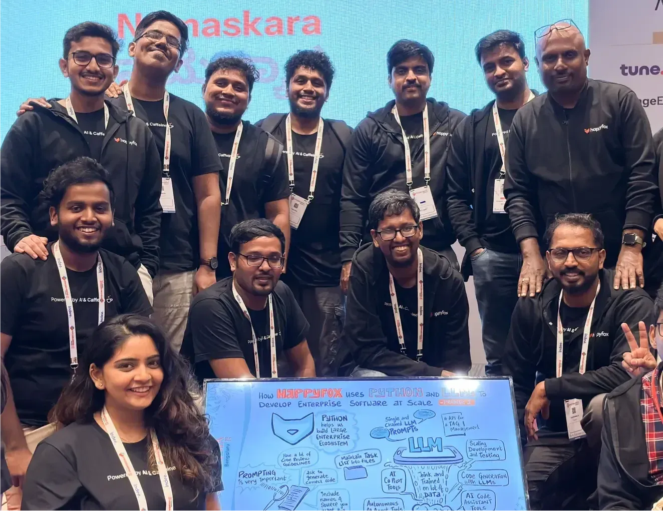 HappyFox team at a conference.