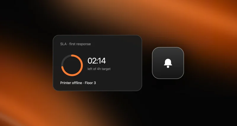 Illustration of an SLA response timer and ticket notification.
