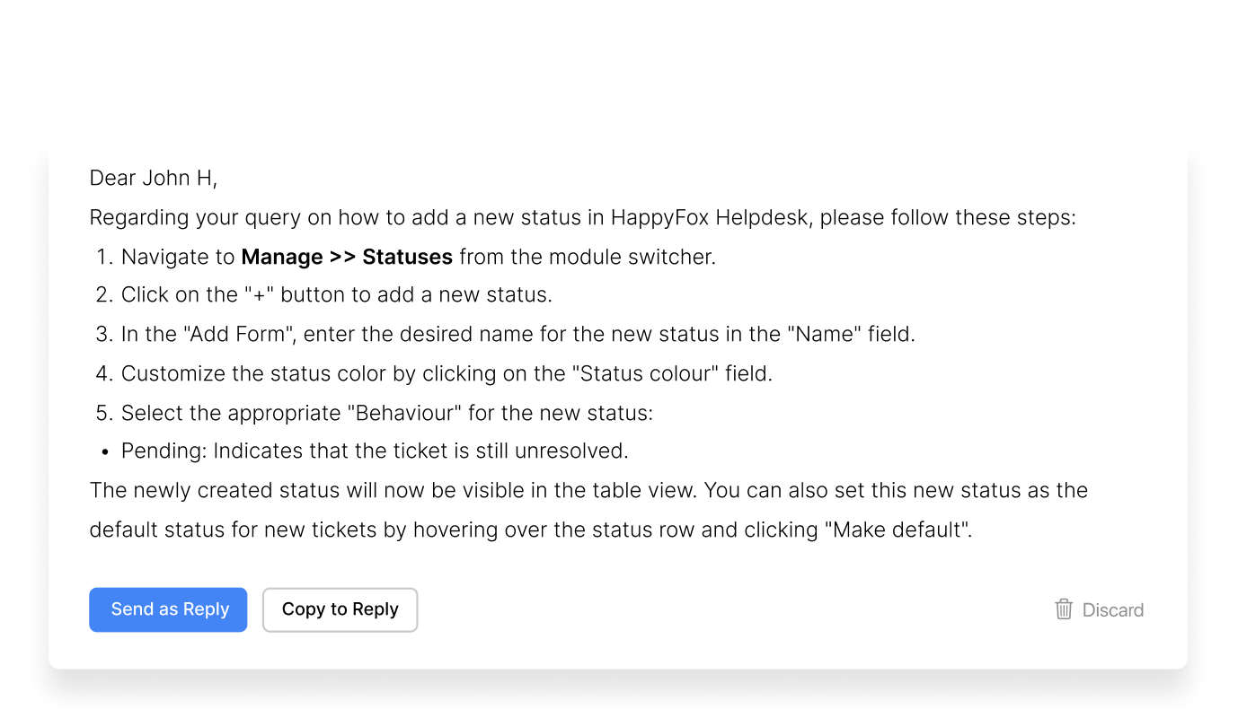 HappyFox AI Resolve suggesting resolution steps from ticket context