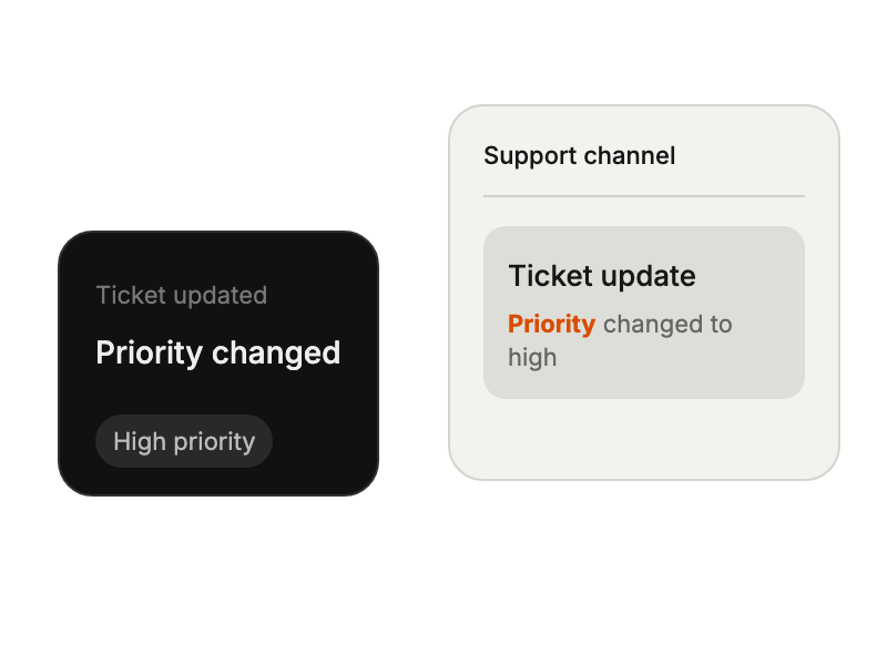 Support ticket update displayed in a team channel.